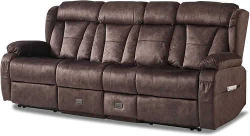 Vista 30 de Sofá biplaza reclinable manual de 110 pulgadas, sillón reclinable de 4 asientos con consola, mesa plegable y salidas integradas, sofá reclinable