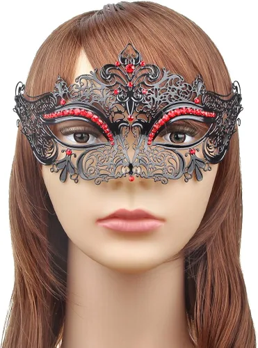 Vista 3 de IETANG Juego de máscaras venecianas de Mardi Gras para parejas con collar y pajarita