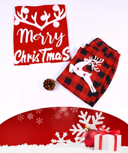 Vista 5 de Boboking Pijamas de Navidad para parejas, ropa de dormir suave de 2 piezas para mujeres y hombres