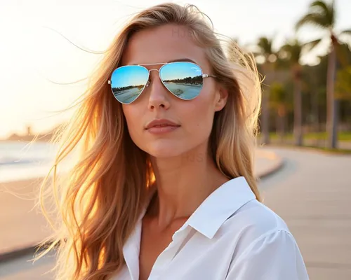 Vista 2 de HJSTES Lentes de sol polarizados estilo aviador para mujeres y hombres, lentes de espejo de metal clásicos, 100% bloqueo UV, 2.283 in