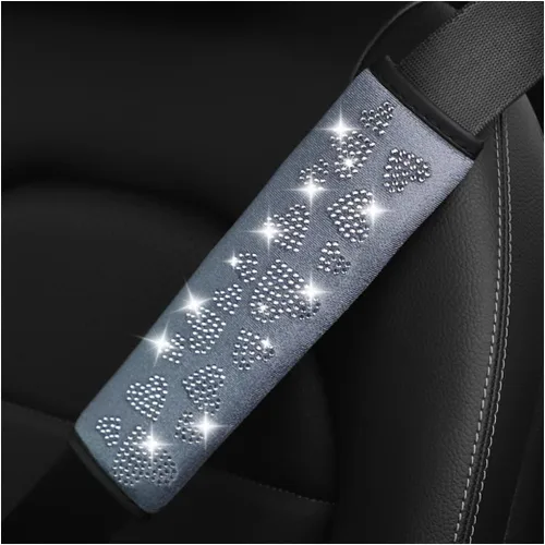 Vista 7 de 2 fundas brillantes para cinturón de seguridad de automóvil, almohadilla protectora suave para hombros y cuello, cojín de cinturón de seguridad