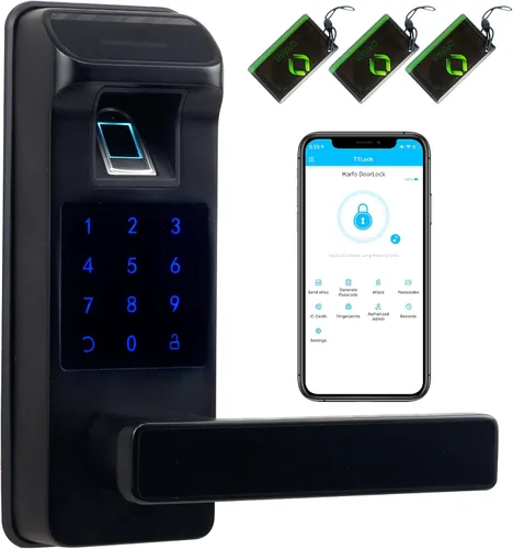 Vista 8 de Cerradura inteligente para puerta, resistente 5 en 1, cerradura de puerta de entrada sin llave, bloqueo de teclado digital con control completo