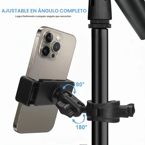 Vista 3 de Soporte de teléfono para soporte de micrófono, soporte de música ajustable para teléfonos móviles, soporte de micrófono giratorio compatible