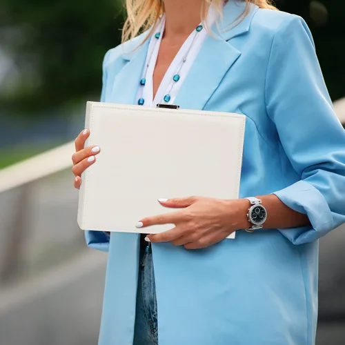 Vista 5 de Caja organizadora de joyas para niñas y mujeres, estuche de viaje grande de doble capa con caja de regalocolor blanco