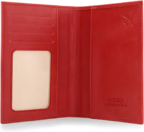 Vista 3 de Otto Angelino - Cartera de piel para pasaporte con bloqueo RFID unisex rojo talla única