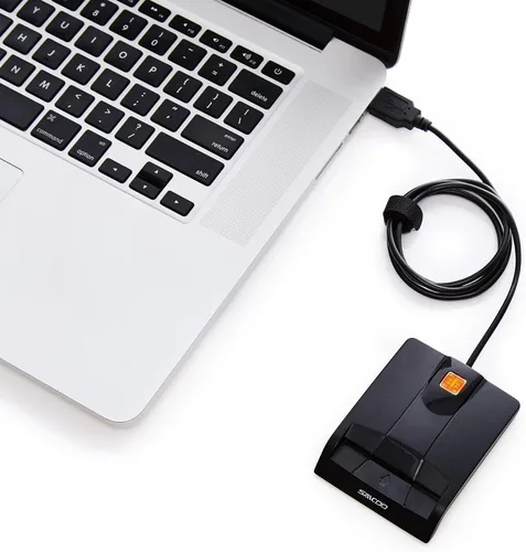 Vista 6 de SAICOO Lector de tarjetas inteligentes DOD militar USB de acceso común CAC lector de tarjetas, compatible con Mac OS, Win (versión horizontal)