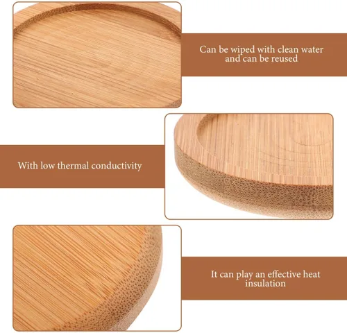 Vista 5 de 6 posavasos de bambú Estera de taza de bambú almohadillas de té de madera platillo de café platillo cerveza platillos posavasos posavasos vino