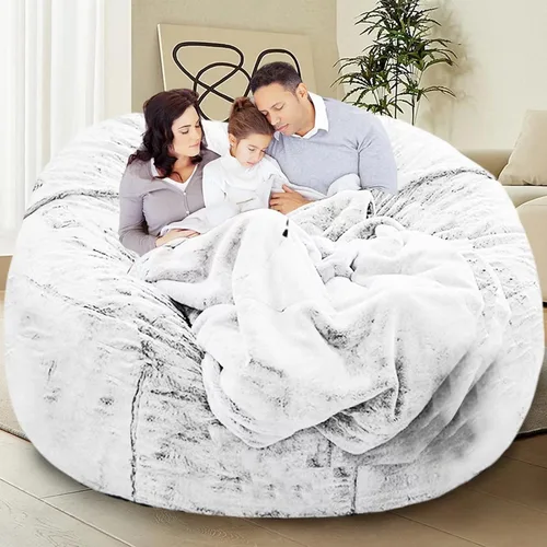 Vista 19 de HDMLDP - Funda de puf para niños y adultos, sin relleno, funda cómoda, esponjosa y redonda, para sofá tipo puf, para silla de lectura, silla de Gris