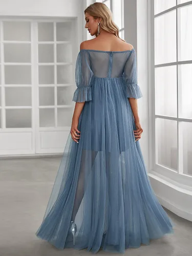 Vista 2 de Ever-Pretty Vestido de maternidad de tul con hombros descubiertos para mujer 20862