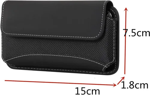 Vista 3 de Bolsa negra para teléfono celular para hombres, soporte horizontal para teléfono celular, funda universal para cinturón para teléfono inteligente