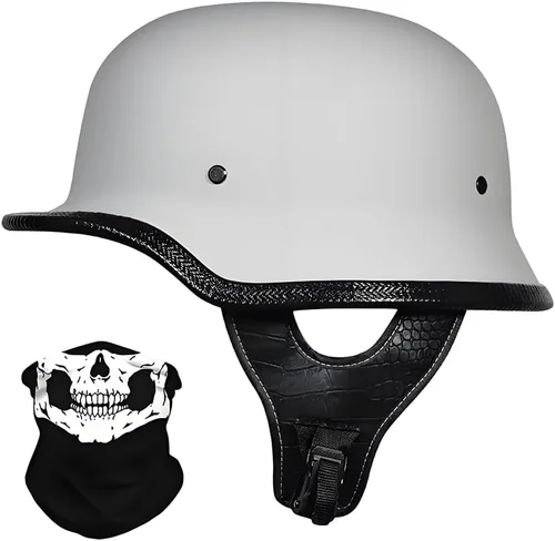 Vista 9 de Casco de motocicleta de estilo alemán, casco de motocicleta aprobado por DOT, para adultos, hombres y mujeres, casco de media carcasa de cara
