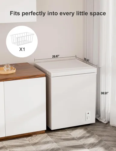 Vista 5 de Bodacious Congelador de Cofre de 3.5 pies cúbicos - Compacto, Energéticamente Eficiente y Silencioso Mini Congelador Profundo con Cestas Removibles