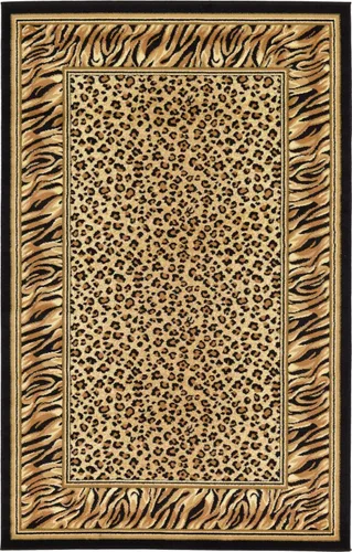 Vista 16 de Unique Loom Wildlife Collection - Alfombra con diseño de borde con temática de animales inspirada en el mundo salvaje, con diseño de guepardo
