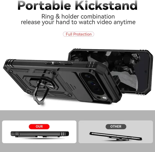 Vista 7 de Funda para Google Pixel 9 Pro XL con cubierta para lente de cámara, protector de pantalla HD, doble capa de grado militar a prueba de caídas