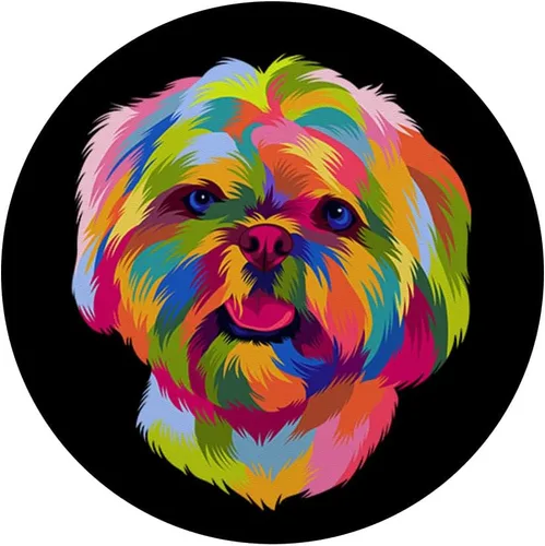 Vista 3 de Colorido Pop Art Shih Tzu Retrato Shitzu cachorro propietario PopSockets intercambiable PopGrip