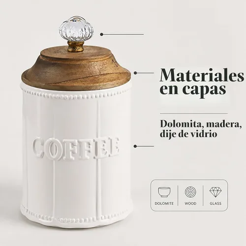 Vista 9 de Mud Pie Circa - Canistera de café con perilla de puerta, de madera Pomo de puerta de madera