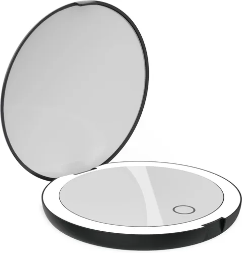 Vista 11 de LUNA London Compact Travel Mirror Travel Makeup Mirror with Light LED Lighted Vanity Mirror with 3 Light Modes 7X Magnification Folding Chalk