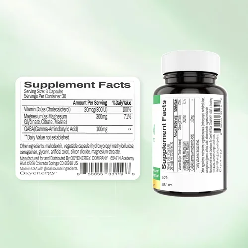 Vista 4 de OXYENERGY Suplemento de complejo triple de magnesio, cápsulas de magnesio quelatado 3 en 1 de 300 mg con citrato de malato de glicinato por porción