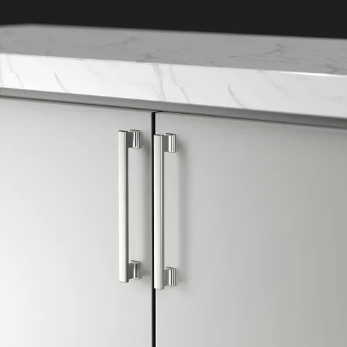 Vista 2 de 9BUILD Paquete de 10 tiradores de gabinete de níquel satinado cepillado de 7 pulgadas (6.969 in), manijas de herrajes para gabinetes de cocina