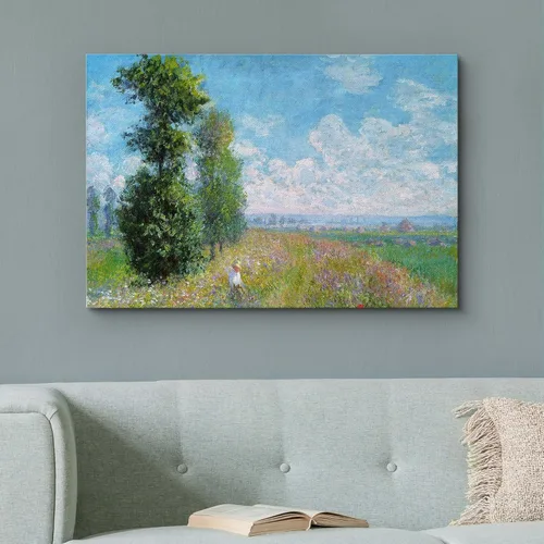 Vista 3 de wall26 Prado con álamos por Claude Monet - Arte moderno impresionista, arte en lienzo para el hogar, 12 x 18 pulgadas