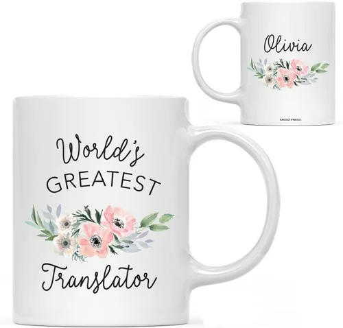 Vista 54 de Andaz Press Taza de café personalizada de 11 onzas, taza ejecutiva de relaciones públicas más grande del mundo, flor de anémona rosa, 1 paquete