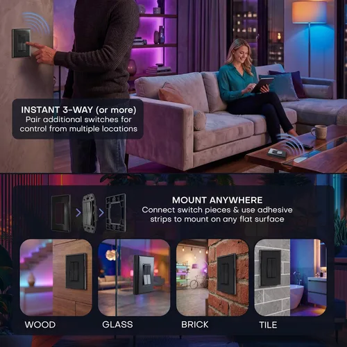 Vista 5 de Haga clic para Philips Hue – Interruptor de luz inteligente inalámbrico sin batería, rango de 30 pies – Funciona de forma nativa con el puente