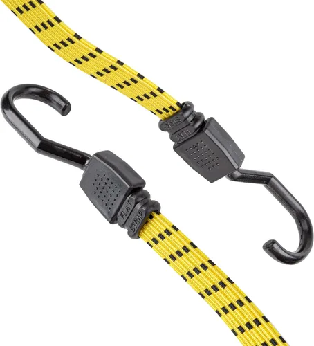 Vista 6 de Cartman Ultra 48" negro/amarillo cuerda plana de bungee, 4pk x 48" Rubber Straps Extend from 4 to 10 ft, Spread Pressure Across Cargo and Use