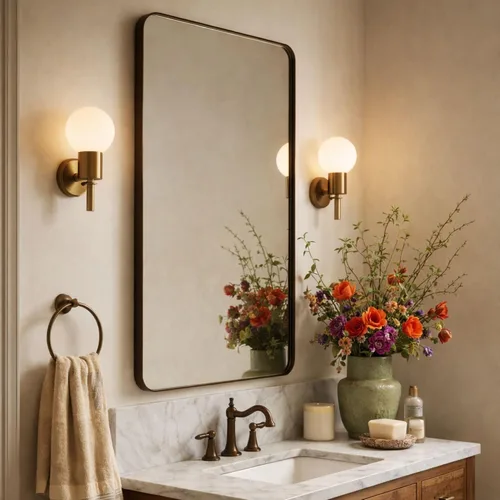 Vista 20 de GRACTO Espejo de baño con marco de metal de acero inoxidable de níquel cepillado de 20 x 30 pulgadas para montar en la pared, espejo rectangular