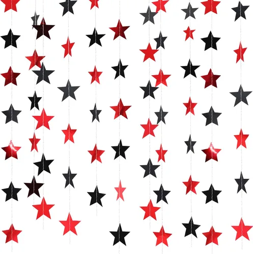 Vista 10 de Patelai Guirnalda de estrellas con purpurina 2026, decoración de graduación de 130 pies, pancarta colgante de estrella para fiesta, cumpleaños