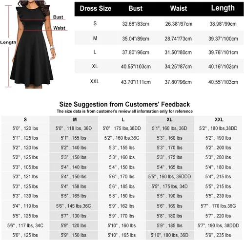 Vista 2 de IHOT - Vestidos para fiestas de cóctel de estilo casual, con vuelo, acampanados, con volantes, estampado floral y vintage para mujer, con bolsillos