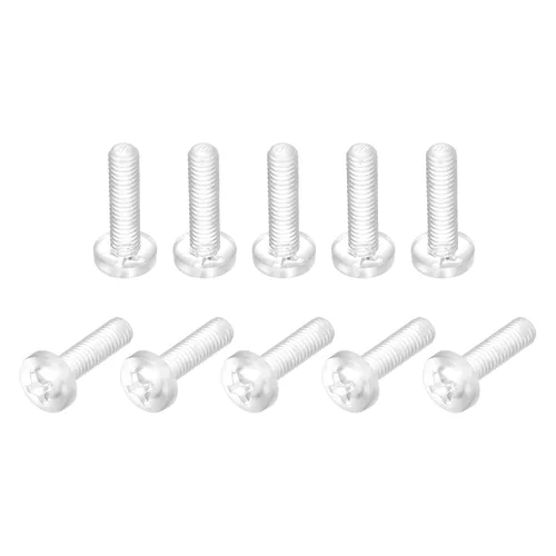 Vista 17 de uxcell M2x6mm plástico Phillips pernos 50pcs PC Pan cabeza máquina tornillos transparentes