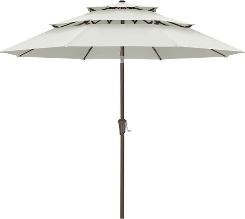 Vista 27 de ABCCANOPY Sombrilla solar de patio de 3 niveles de 11 pies, 32 luces LED Beige
