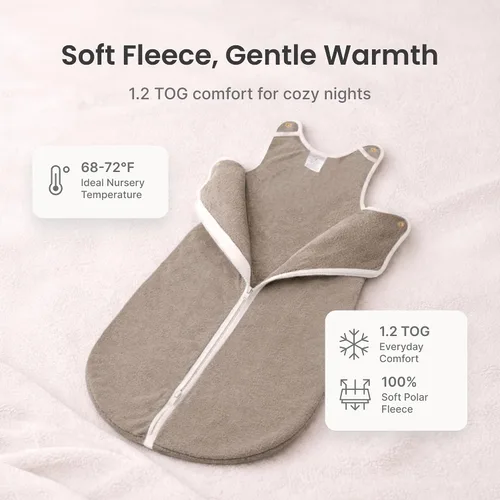 Vista 3 de Baby Deedee Sleep Nest - Saco de dormir de forro polar para bebé, gris, 6-18 meses Patented shoulder snaps and full-length zipper support easy