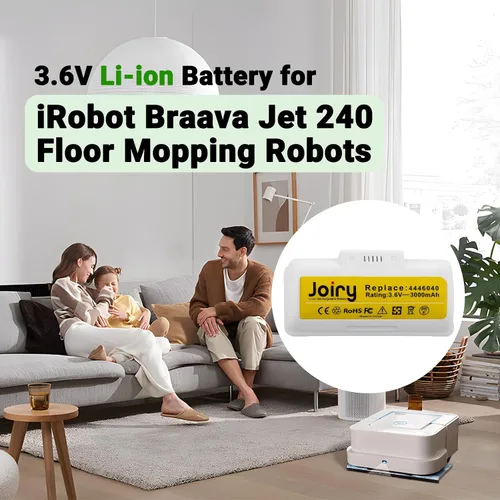 Vista 5 de Joiry Paquete de 2 baterías de repuesto de iones de litio de 3.6 V 3000 mAh compatibles con iRobot Braava Jet 240 Robots de mopa de piso