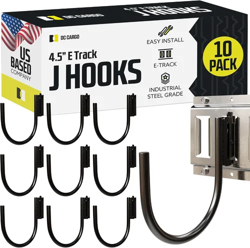 Vista 14 de DC Cargo - Ganchos J de pista E (5,08 cm - Paquete de 4) - Accesorios verticales de pista E - Ganchos para colgar para su sistema de riel de pista E