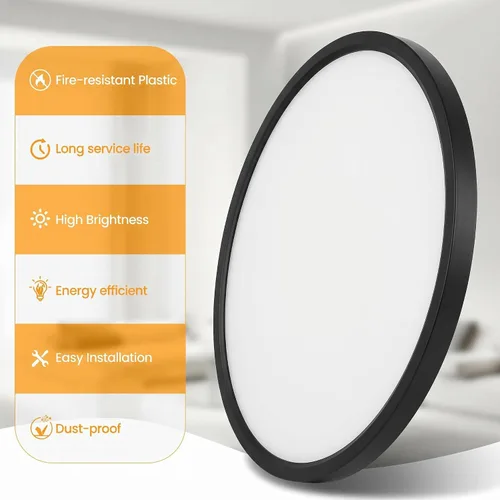 Vista 2 de TALOYA Paquete de 4 lámparas de techo LED de montaje empotrado de 10 pulgadas, 5 temperaturas de color (3000 K-6500 K), luz de panel plano redondo