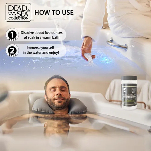 Vista 2 de Dead Sea Collection Sales de baño para hombres con aceite de madera de ámbar – baño de recuperación muscular – Sal pura del mar muerto para hombre