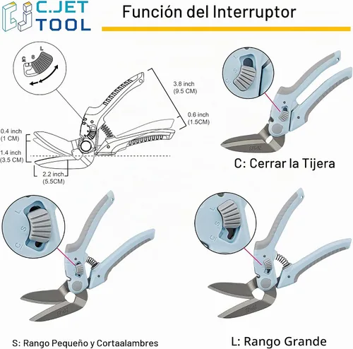 Vista 4 de C.JET TOOL Cortador de alfombras de alta resistencia de 8 pulgadas, multiusos, profesional de agarre suave de acero inoxidable (azul)