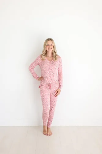 Vista 2 de Pijamas Posh Peanut de 2 piezas, viscosa suave, de bambú, ropa de cama, pijamas para adulto