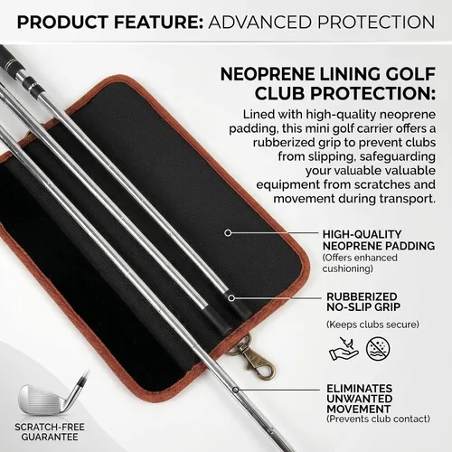 Vista 3 de TOURBON Bolsa de lona ligera para palos de golf con correa para el hombro Holds 4-5 Clubs, Golf Bag for Driving Range Sessions, Par 3 Courses