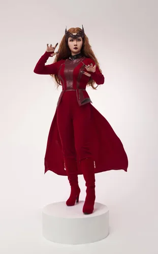Vista 4 de Disfraz de bruja roja para cosplay, overol de lujo para mujer, disfraz de Halloween