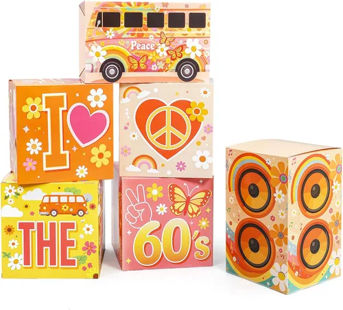 Vista 11 de Amyhill 6 piezas de decoraciones grandes de fiesta de los años 50, juego de recuerdos de hip hop, cajas de fiesta de papel, decoración temática