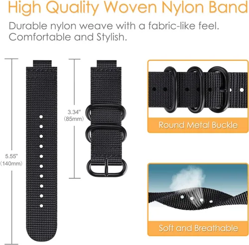 Vista 6 de FINTIE Nylon Sport Band Compatible with Garmin Forerunner 235 Soft Woven Nylon Straps, Breathable Replacement Wristband, Compatible with Garmin