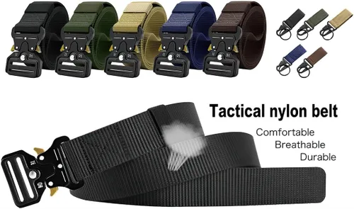 Vista 6 de Paquete de 2 cinturones tácticos para hombre, hebilla de metal de liberación rápida