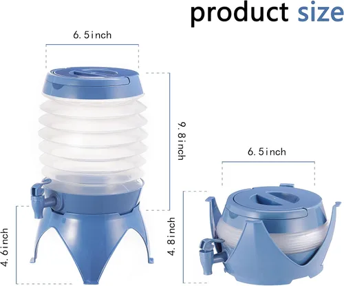 Vista 4 de Dispensador de bebidas, dispensador de bebidas de jugo de limonada con espita para fiesta al aire libre, portátil, plegable, transparente, 5.5 L