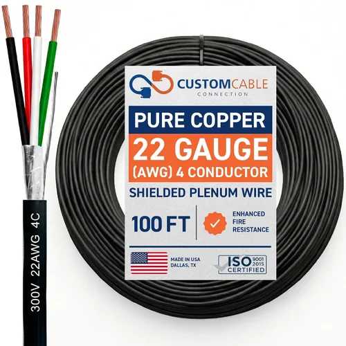 Vista 35 de Cable CMP Plenum blindado trenzado de conexión de cable, cable de bajo voltaje CL3P listado por UL, 22 AWG 2 conductores, carrete de 500 pies, blanco