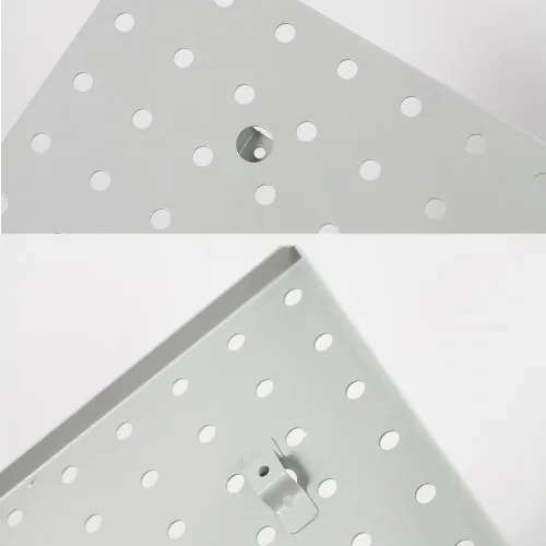 Vista 6 de Pegboard Smith Paneles de Tablero Perforado Organizador de Pared de 16x16 pulgadas, Tablero Perforado de Metal Gris para Almacenamiento