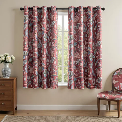 Vista 42 de MYSKY HOME Cortinas florales para puerta francesa de 40 pulgadas de largo, juego de 2 cortinas opacas de privacidad con bolsillo para barra A-verde
