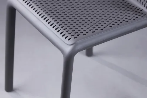 Vista 8 de CozyBlock Punch - Silla de comedor apilable perforada para interior y exterior, juego de 2 unidades (gris oscuro)