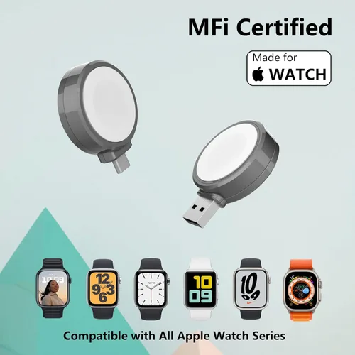 Vista 3 de XWIN Cargador portátil para Apple Watch, carga inalámbrica inalámbrica con certificación MFi, cargador de viaje magnético compatible con Apple Watch